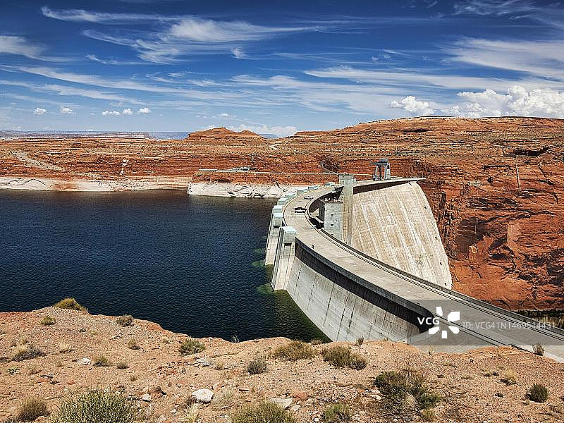 胡佛水坝、米德湖水库、科罗拉多河，亚利桑那州，内华达州，美国图片素材