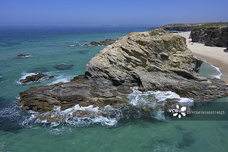 萨穆凯拉海滩岩层，维森蒂娜海岸，科武港，锡尼什，阿连特茹，葡萄牙图片素材