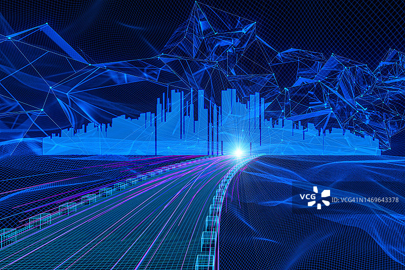 数字道路与未来城市图片素材