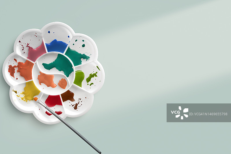 带有复制空间的托盘水彩画图片素材