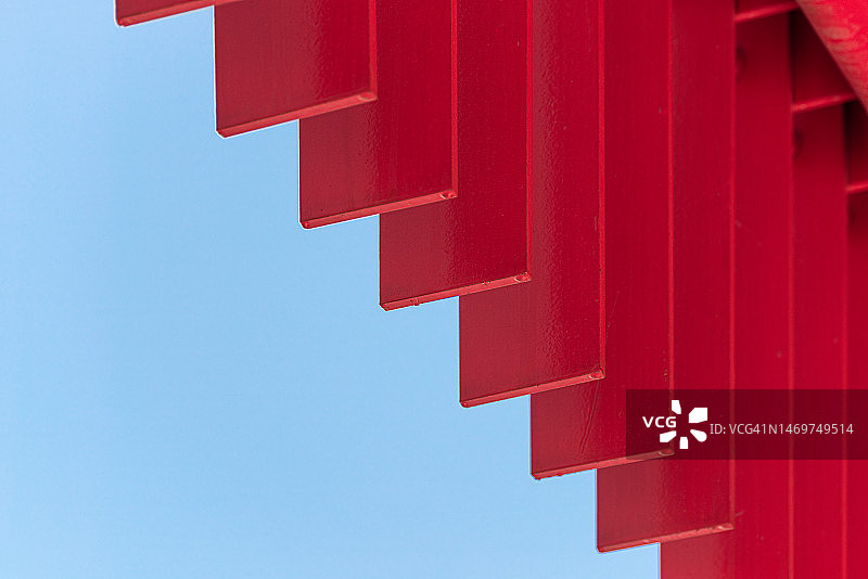 红色网格建筑和纹理图片素材