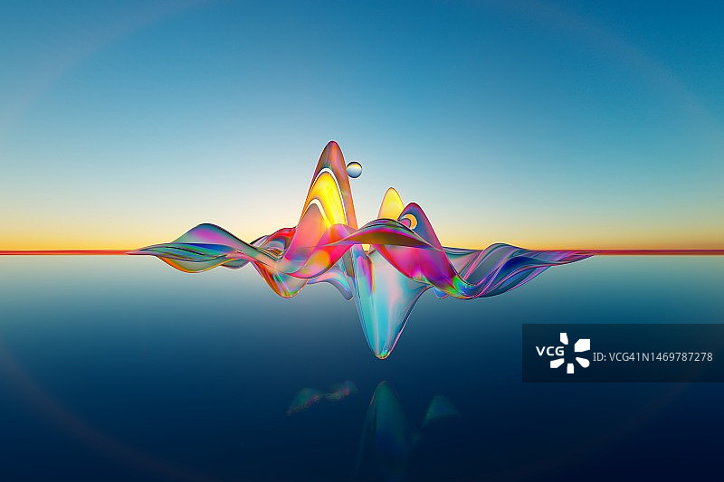 日落CGI中5G音波图片素材