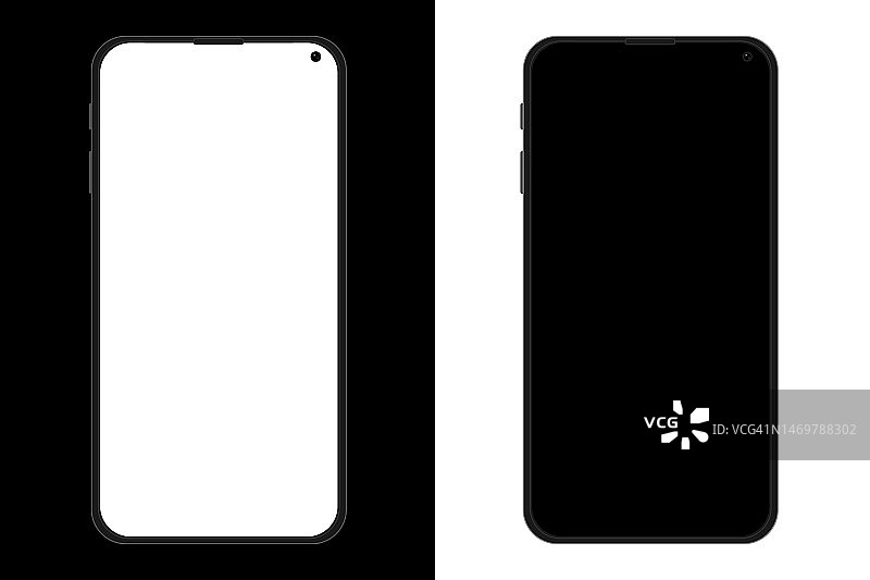 隔离在白色和黑色背景上的智能手机模型图片素材