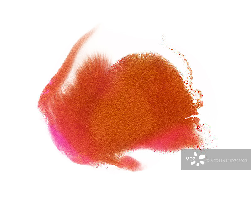 抽象背景，红色颜料滴落，形成鼠标形状，滑过白色画布图片素材