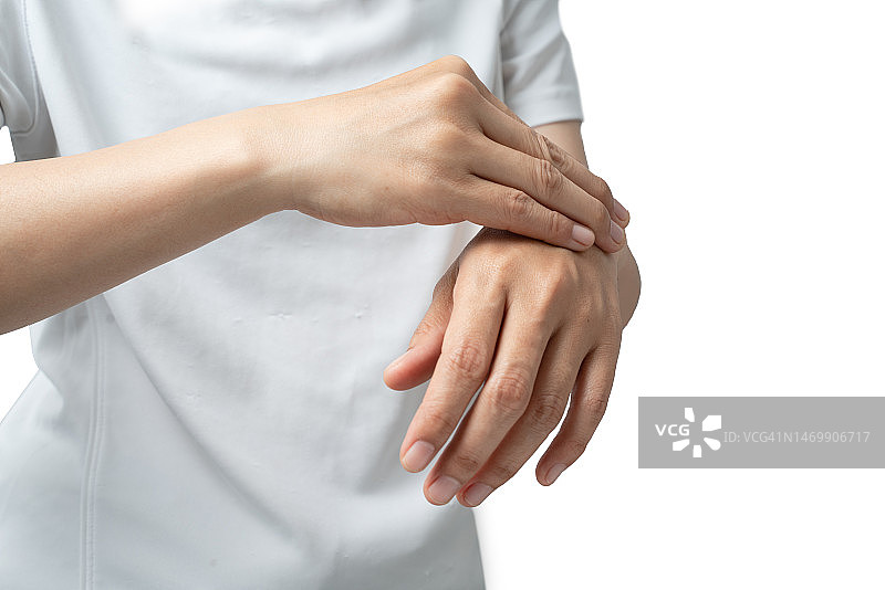 手部神经疼痛，手部麻木，白色背景图片素材