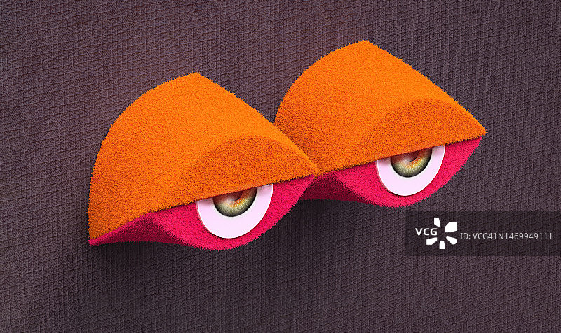 毛茸茸材质的人眼3D插图图片素材