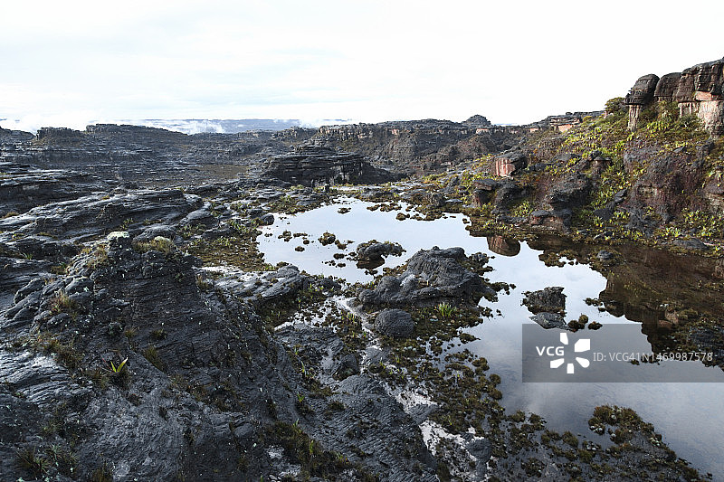 山顶上的天然水池图片素材