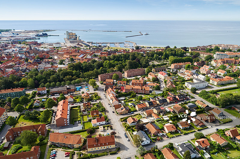 海滨城市住宅区鸟瞰图图片素材