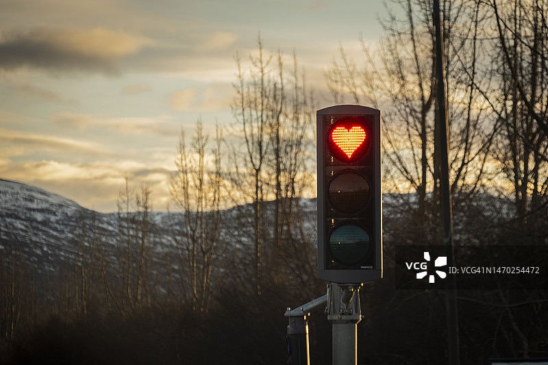心形交通信号灯图片素材