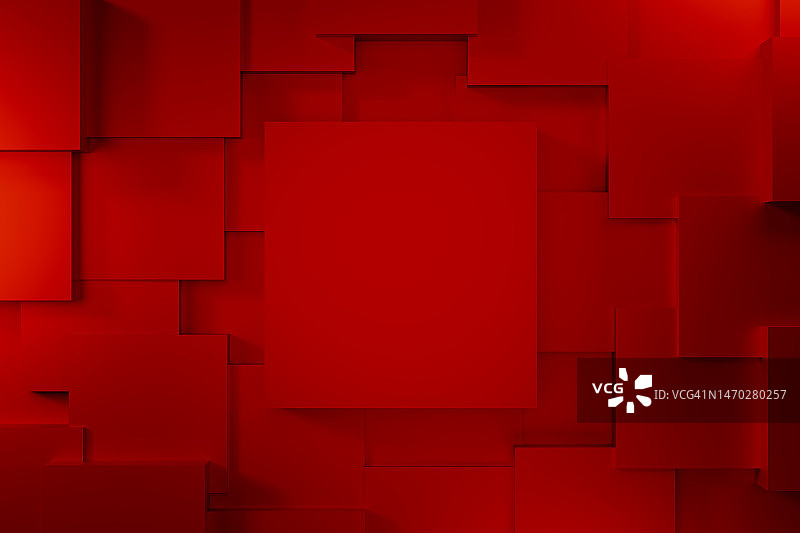 鲜艳的红色3D立方体背景，带复制空间图片素材