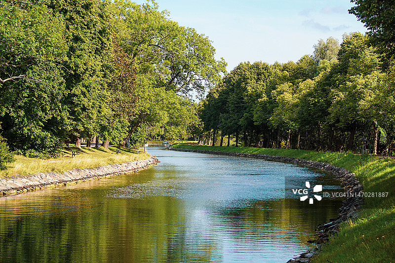 运河树木风景图片素材