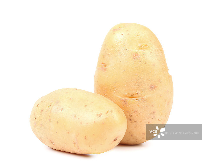 白色背景下的生土豆特写，摩尔多瓦图片素材