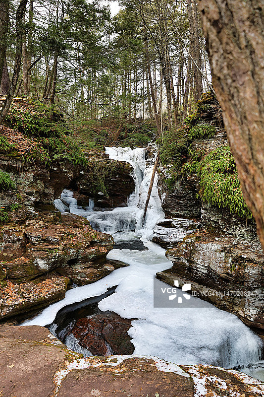 美国里基茨格伦州立公园森林瀑布风景图片素材