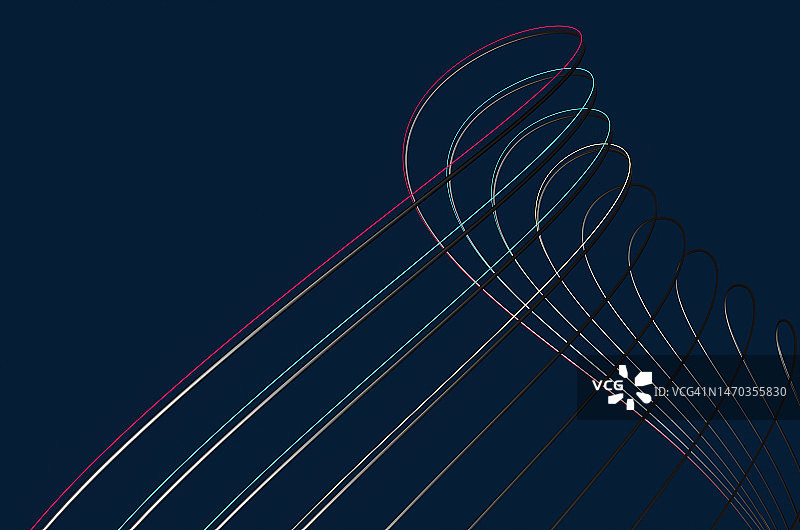 蓝色背景上的抽象未来彩色线条图片素材