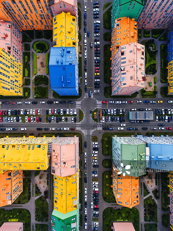 基辅左岸彩虹房屋住宅区航拍图片素材