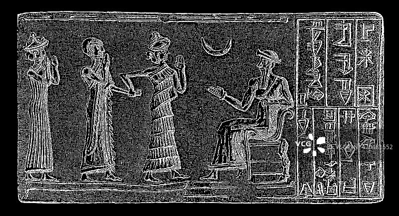 古巴比伦象形文字古老雕刻插图图片素材