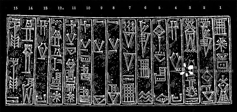 古巴比伦象形文字古老雕刻插图图片素材