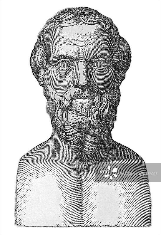 希罗多德（公元前484-前425年）雕塑：一位来自希腊哈利卡纳苏斯的希腊历史学家和地理学家图片素材