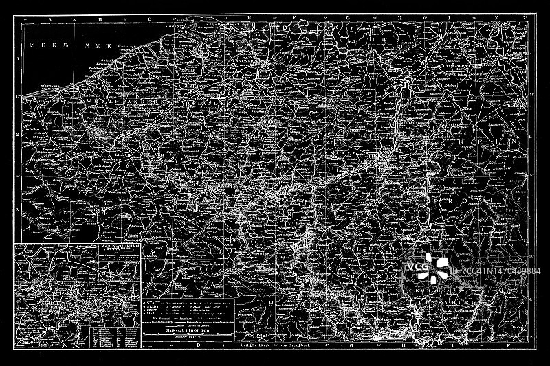 比利时和卢森堡的彩色石印地图图片素材