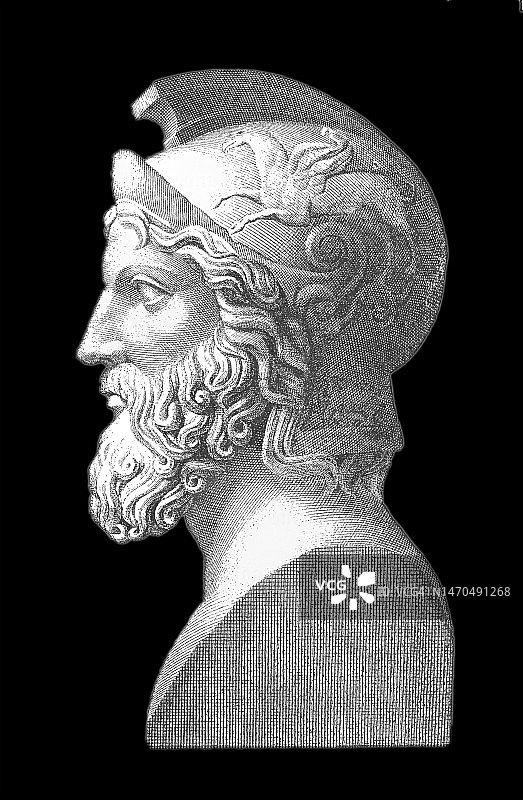 古希腊米太亚德雕塑：马拉松战役中的雅典公民图片素材