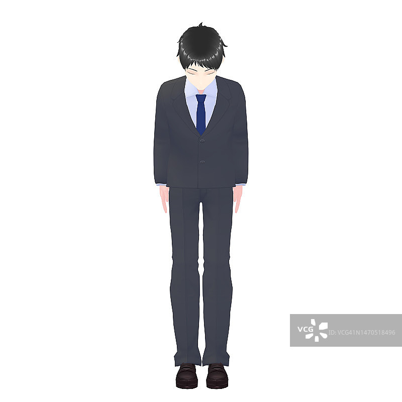 男性公务员，男性银行柜员，3D模型图片素材