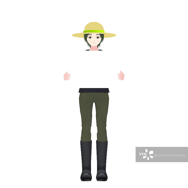 女农民3D模型图片素材