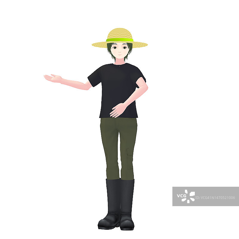 女农民3D模型图片素材