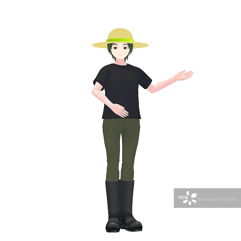 女农民3D模型图片素材