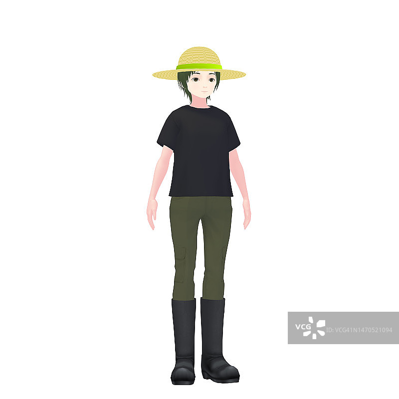 女农民3D模型图片素材