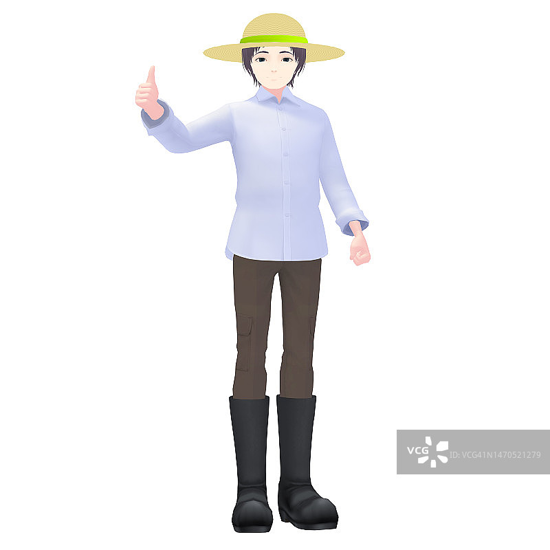 男性农民3D模型图片素材