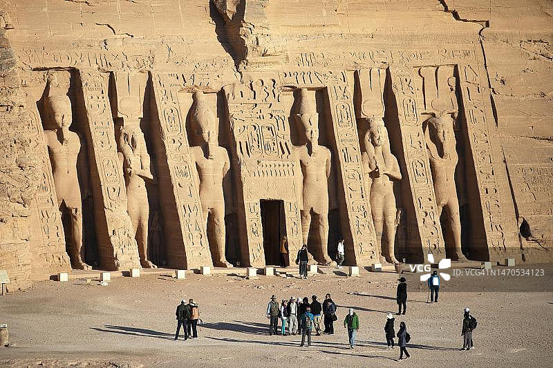 埃及阿布辛贝 Nefertari 哈托尔神庙岩石图片素材