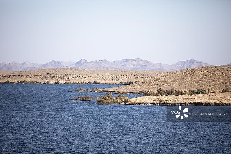 埃及纳赛尔湖，努比亚沙漠水库图片素材