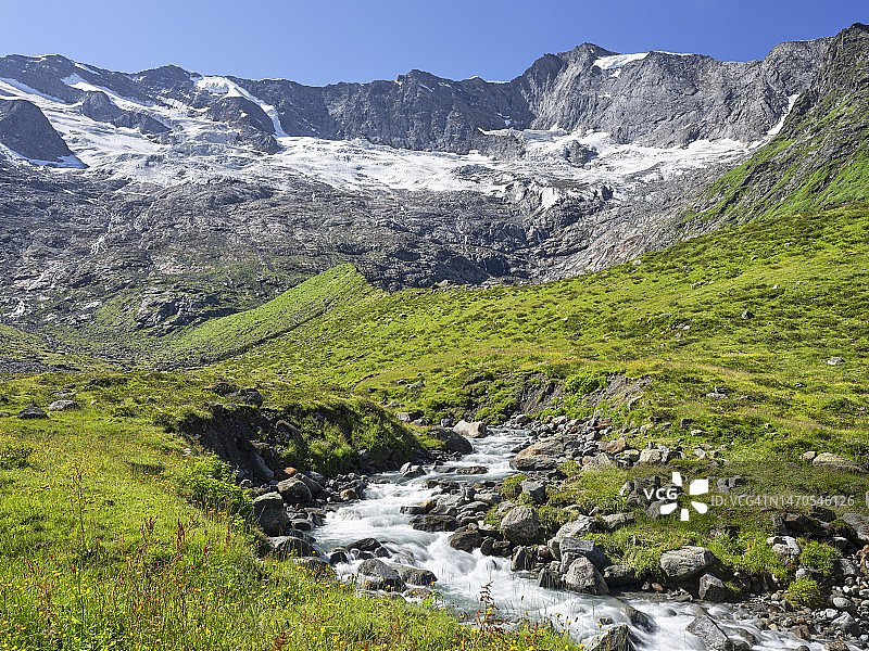 克里姆尔阿亨塔尔冰川，奥地利萨尔茨堡克里姆尔高地陶恩国家公园图片素材