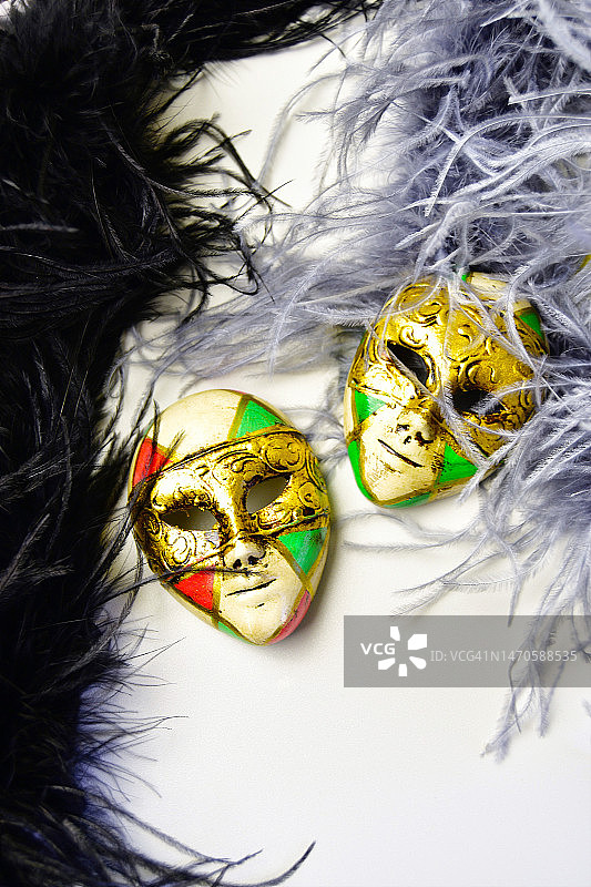 羽毛装饰的狂欢节面具图片素材