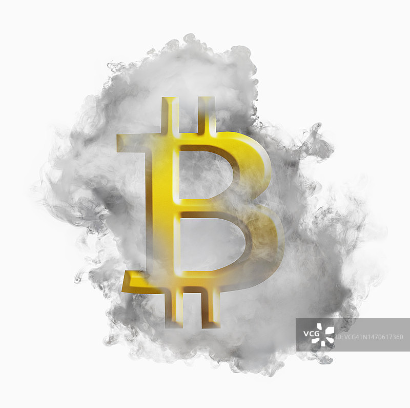 烟雾中的比特币符号图片素材