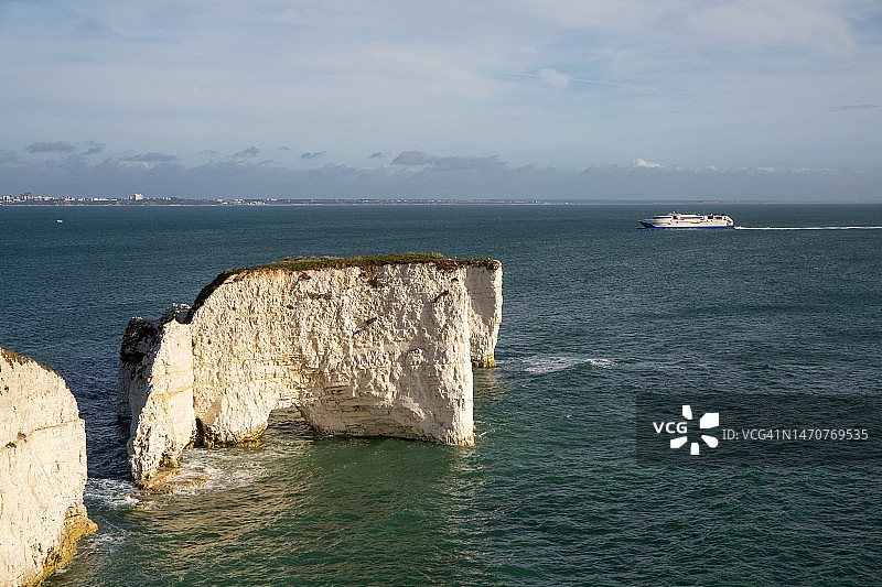 哈里岩的老白垩悬崖和海蚀柱图片素材