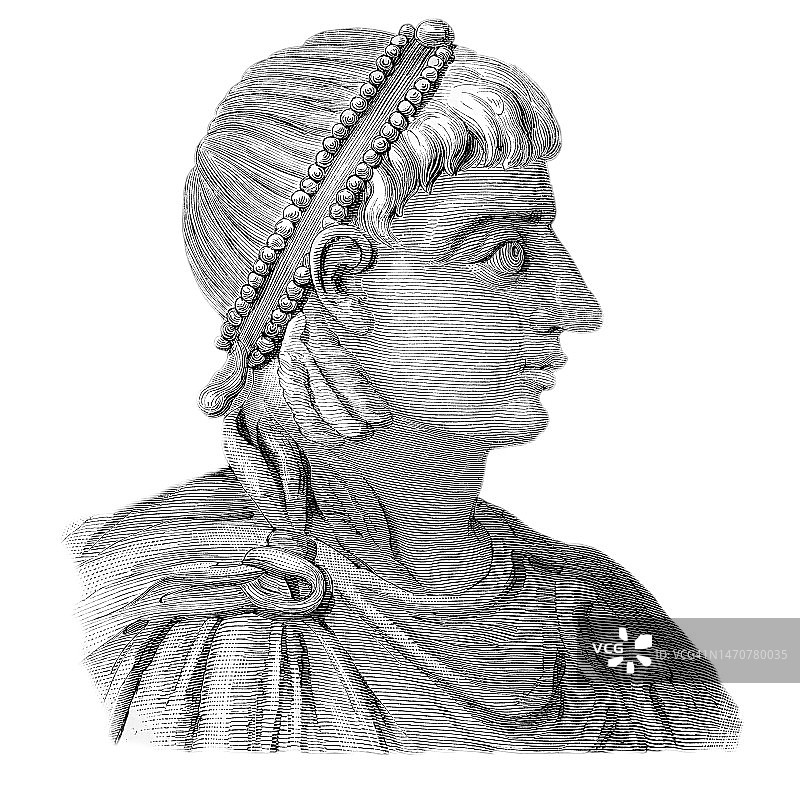 查士丁尼一世或大帝，527至565年东罗马皇帝肖像图片素材