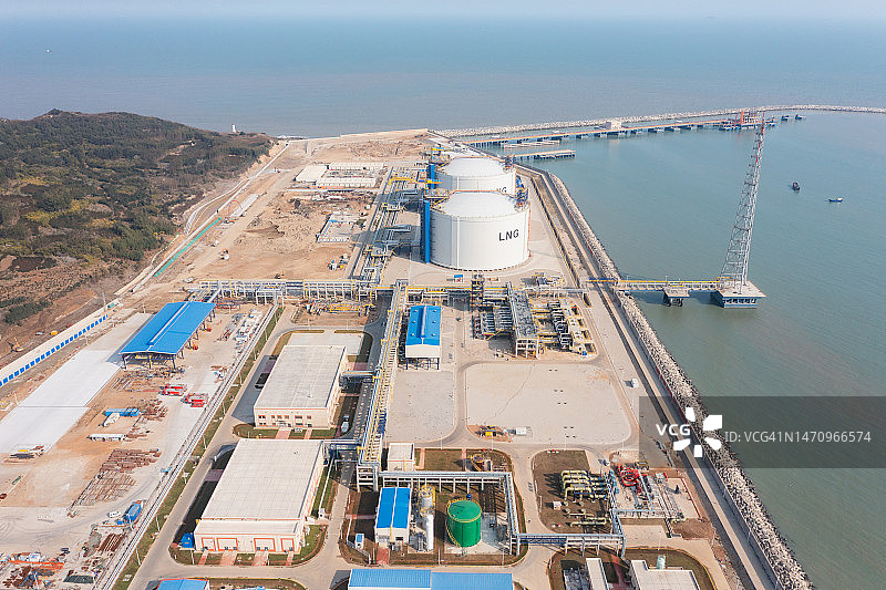 LNG接收站建设中航拍图片素材