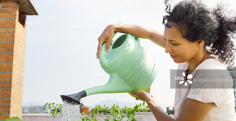 女人在浇花图片素材