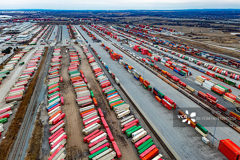 加拿大克莱因堡的加拿大太平洋铁路公司沃恩联运码头图片素材