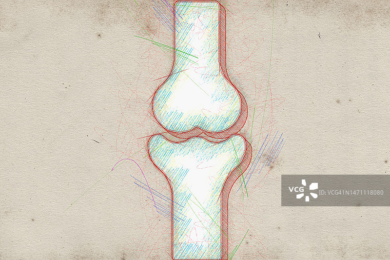 白色毛毡制成的人体骨骼关节概念图图片素材