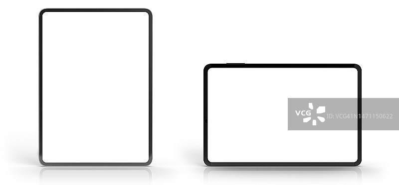 带屏幕裁剪路径的平板电脑正面图图片素材
