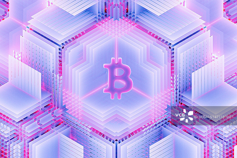 比特币区块链连接网络CGI - 股票照片图片素材