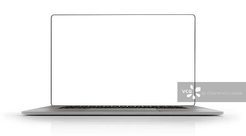 白色背景上的笔记本电脑（带显示屏裁剪路径）图片素材