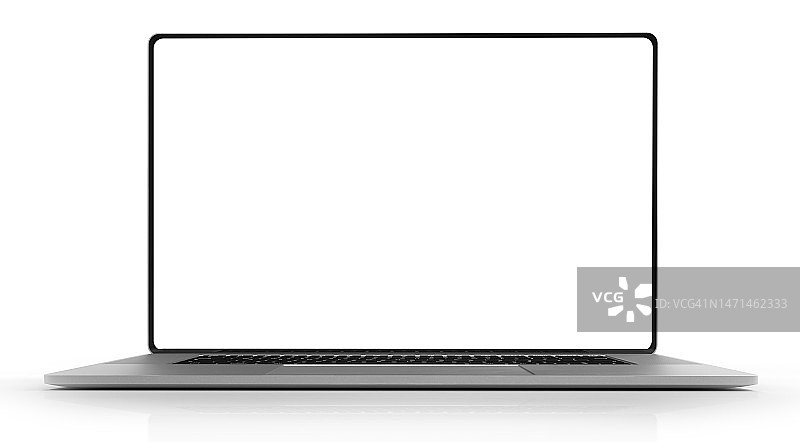 白色背景笔记本电脑与屏幕的裁剪路径图片素材