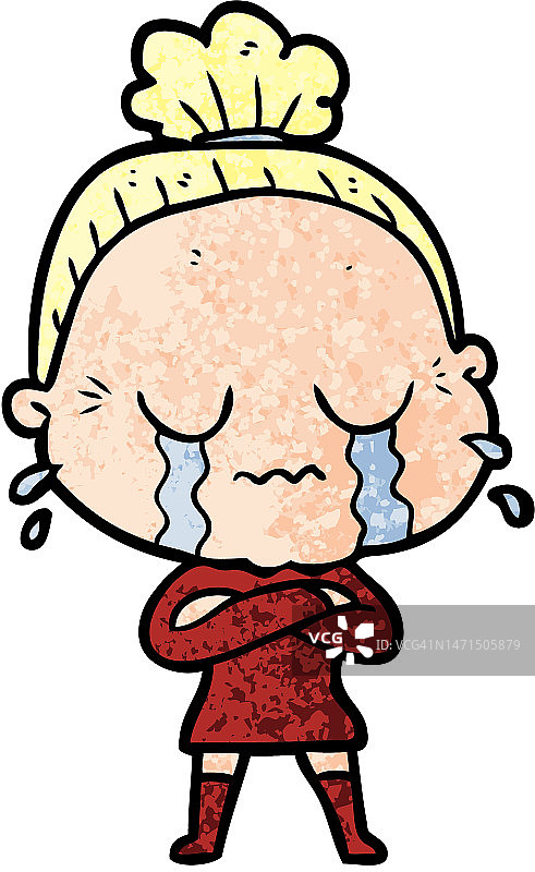 卡通哭泣的老太太图片素材