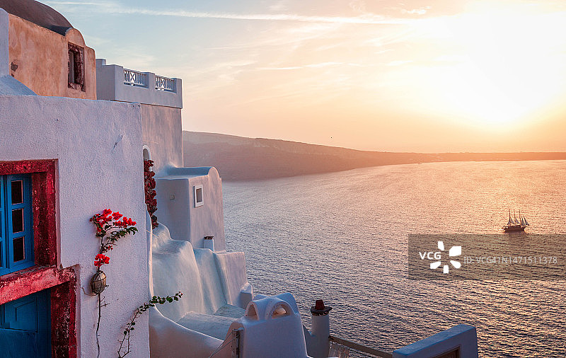 希腊日落图片素材