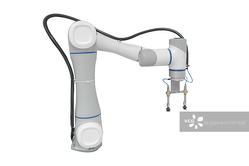 白色背景上的工业机械臂图片素材