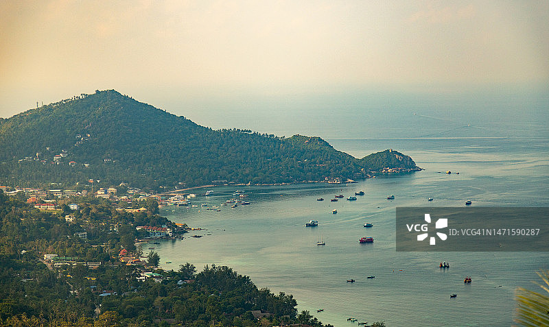 从山上看到的涛岛景色图片素材