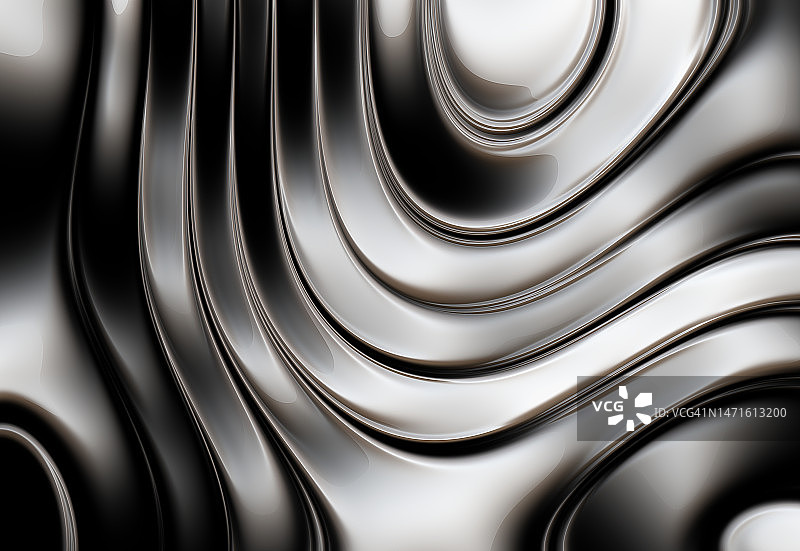 抽象黑白柔和波浪金属曲线背景图片素材